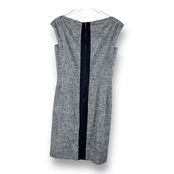 Narsico Rodriguez Linen/Silk Nubby Gray Sheath Dress w/Black Color-block Back 6 - Picture 2 of 15